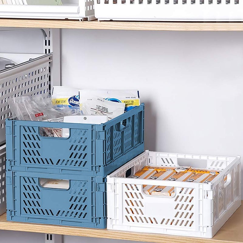 Phyllia 4 PC Baskets Plastic for Shelf Home Kitchen Storage Bin Organizer, Stackable Container Crate for Bedroom Bathroom Office Clothes Beauty(Blue, 13.3x10.2x5.1) - Image 2
